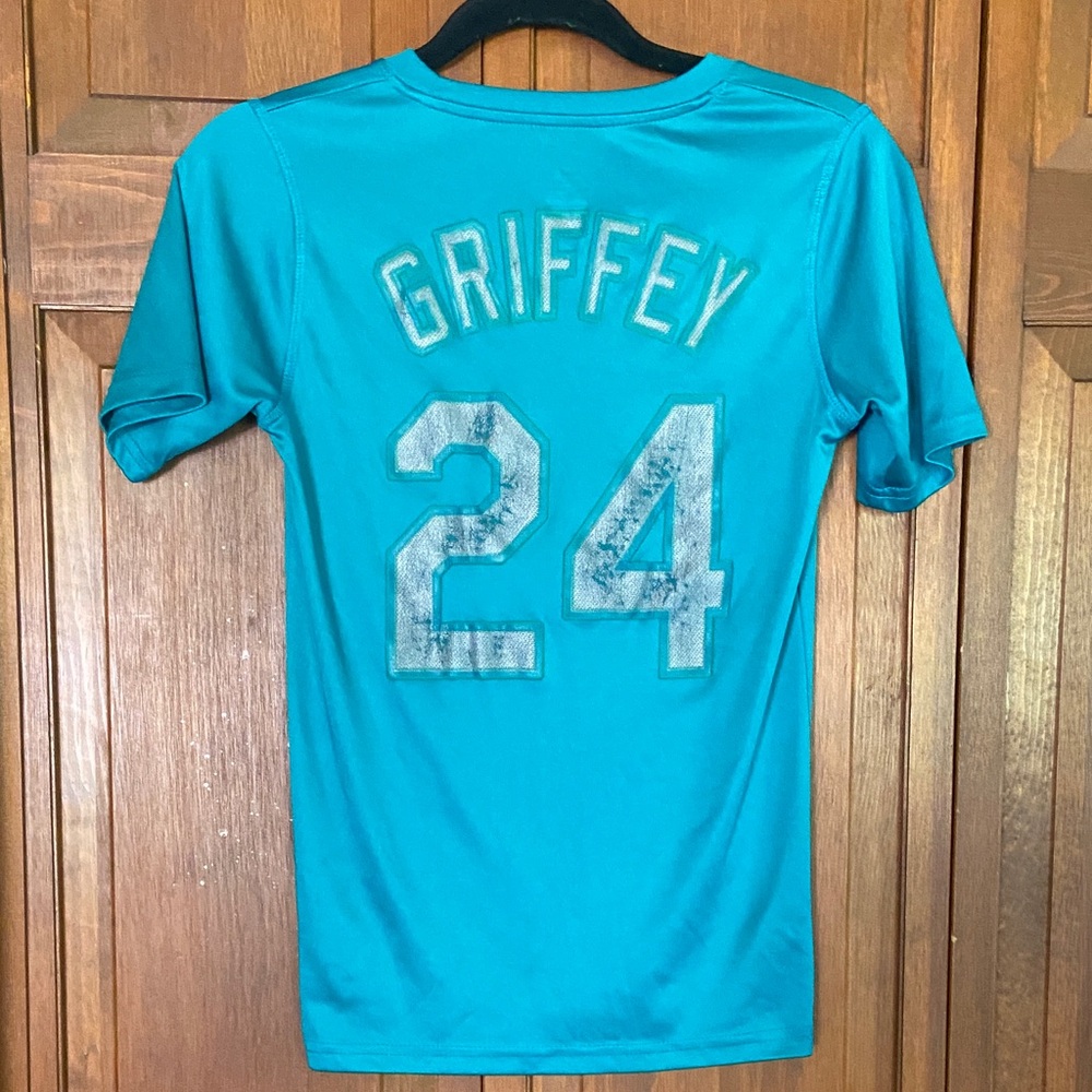 Teal Ken Griffey Jr. #24 Mariners Short Sleeve MLB T-Shirt Size Youth 10/12